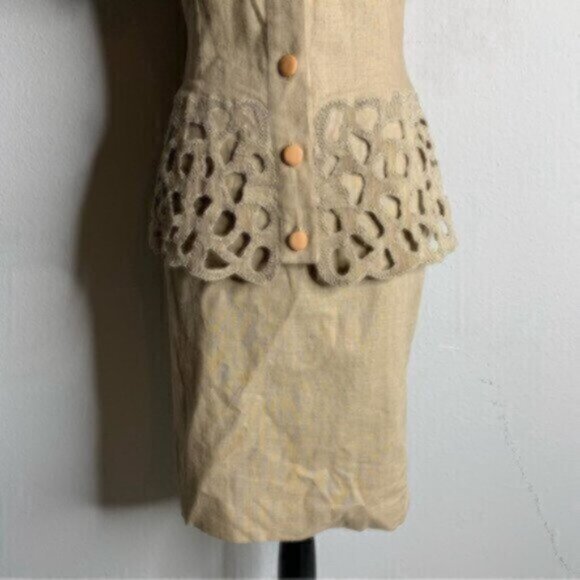 Pia Rucci Women’s Tan Vintage Two Piece Skirt Suit & Blazer Set - Picture 11 of 16